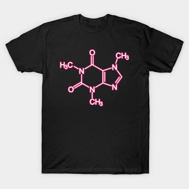 Pink Neon Caffeine Molecule T-Shirt by la chataigne qui vole ⭐⭐⭐⭐⭐